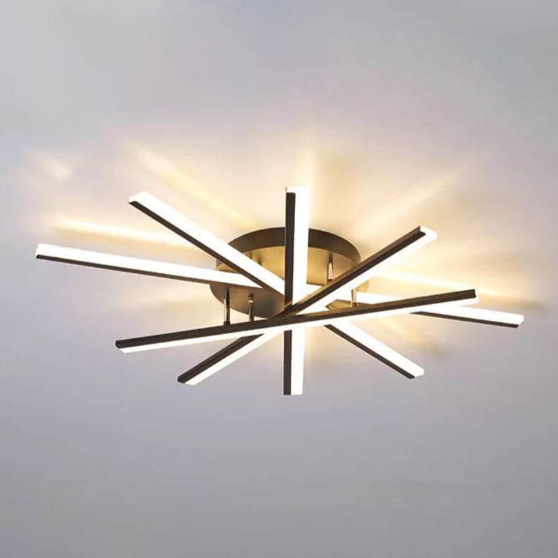 LED Modern Metal Flush Mount Sputnik Shape Ceiling Light with Acrylic Shade for Bedroom