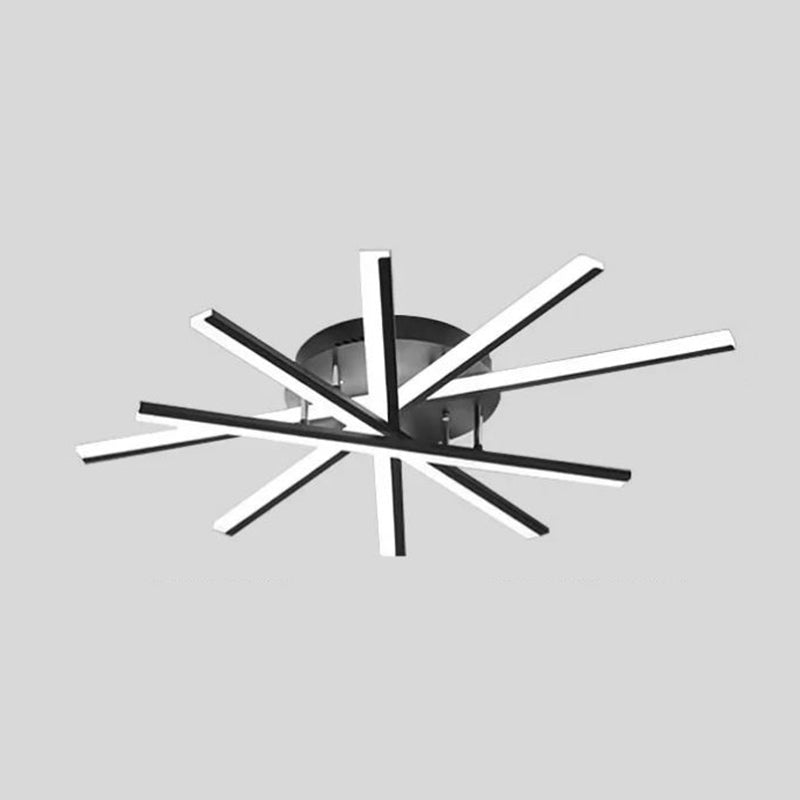 LED Modern Metal Flush Mount Sputnik Shape Ceiling Light with Acrylic Shade for Bedroom