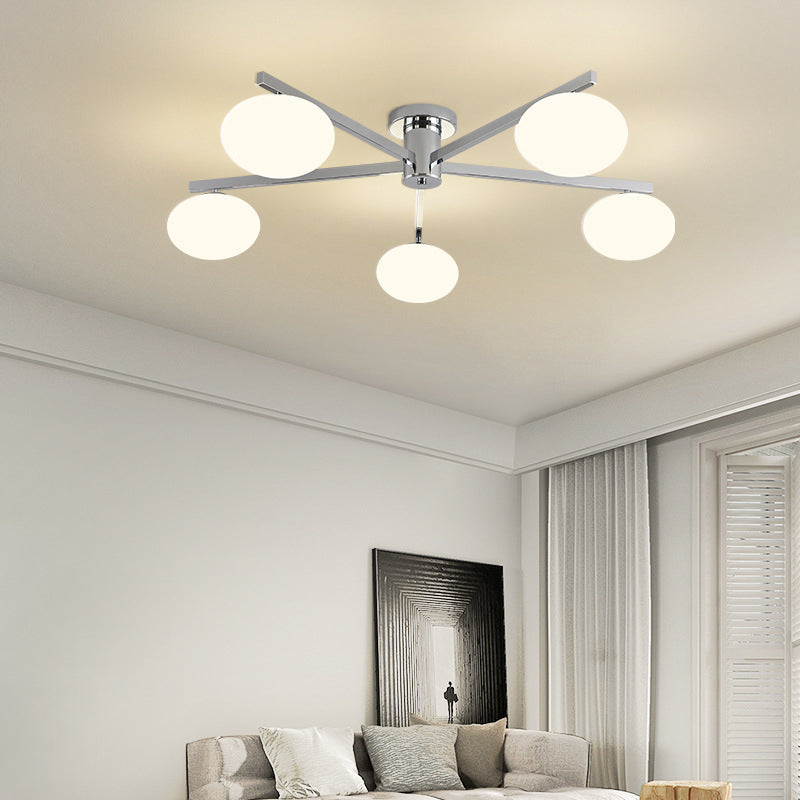 Modern Ceiling Lighting White Glass Semi Flush Mount for Living Room