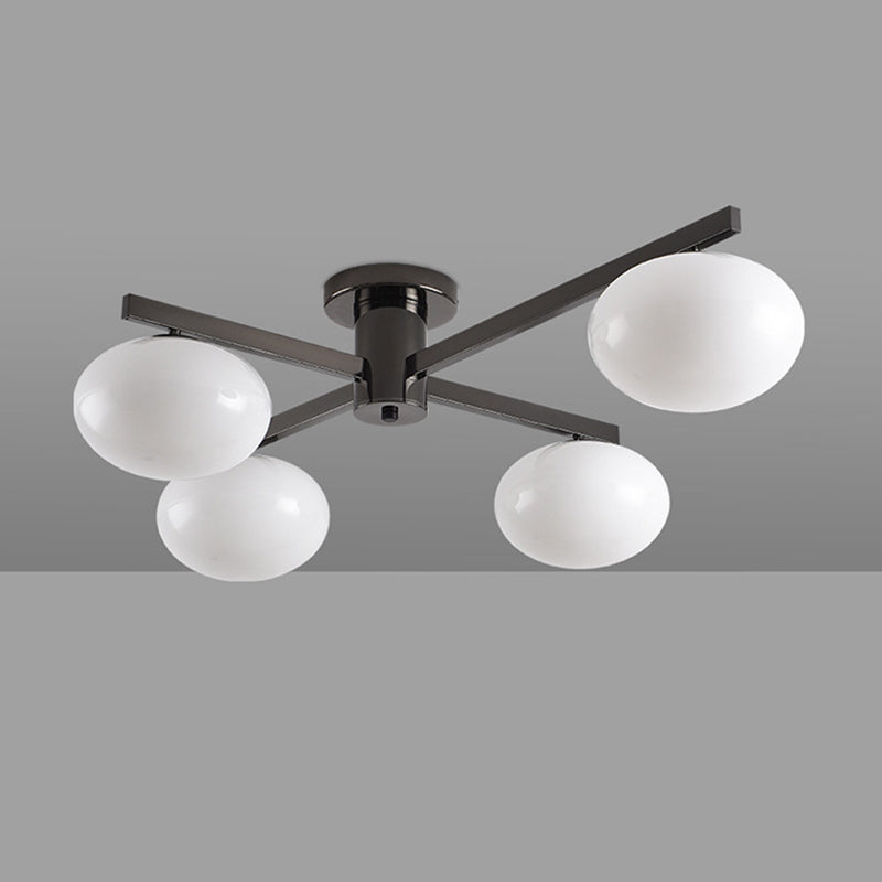 Modern Ceiling Lighting White Glass Semi Flush Mount for Living Room