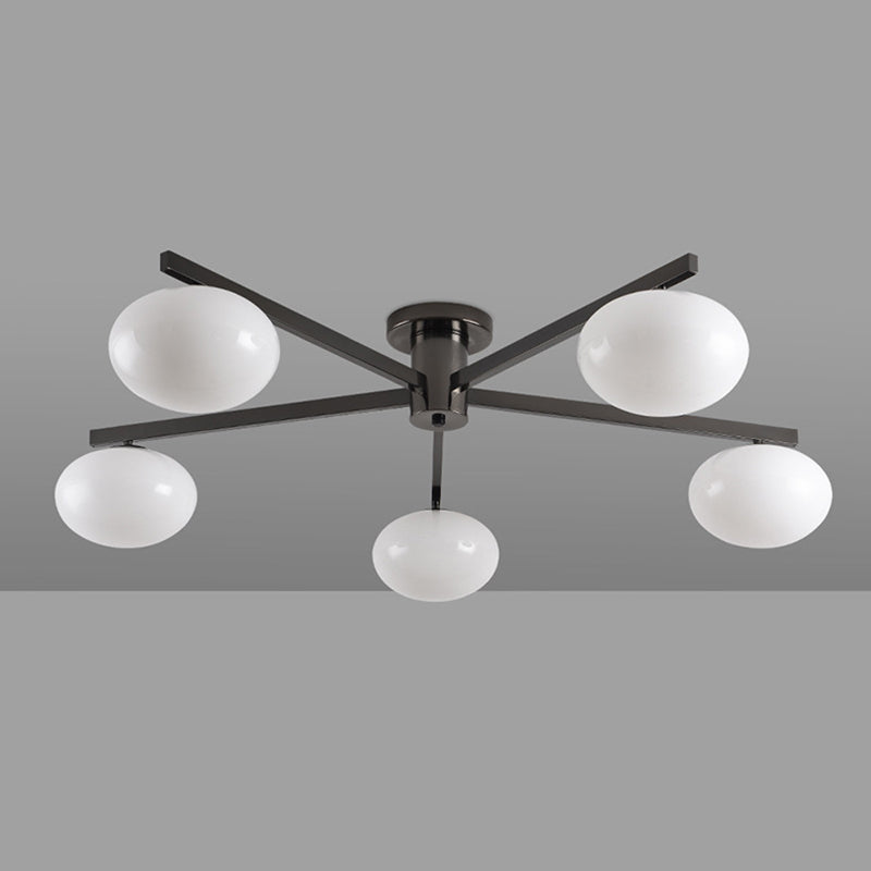 Modern Ceiling Lighting White Glass Semi Flush Mount for Living Room