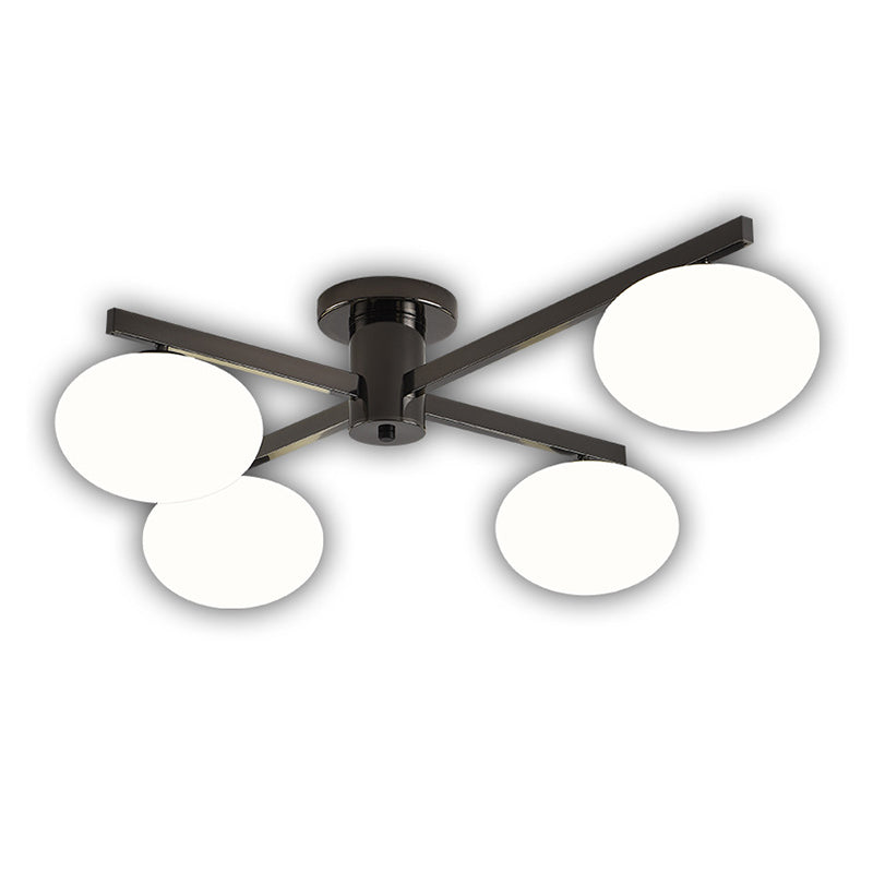 Modern Ceiling Lighting White Glass Semi Flush Mount for Living Room