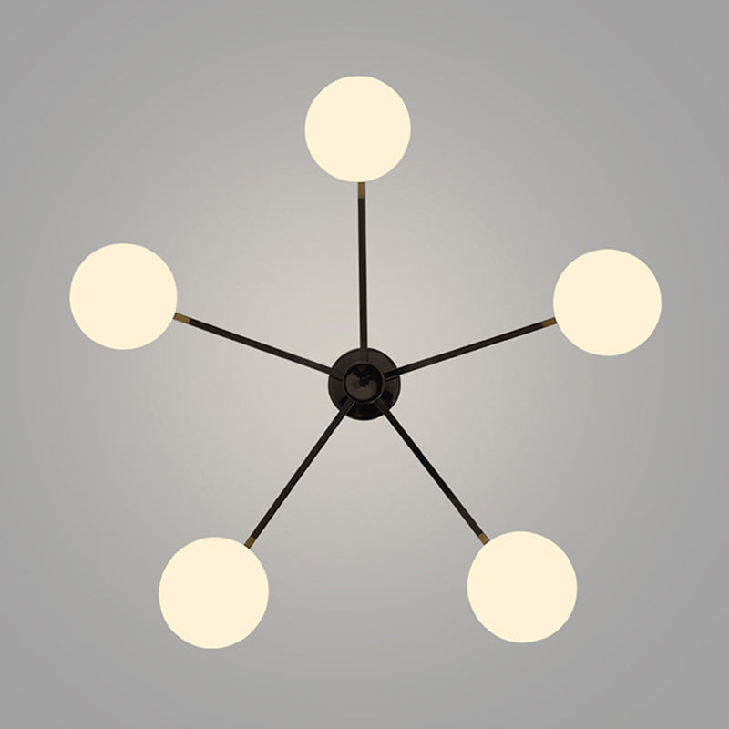 Modern Ceiling Lighting White Glass Semi Flush Mount for Living Room