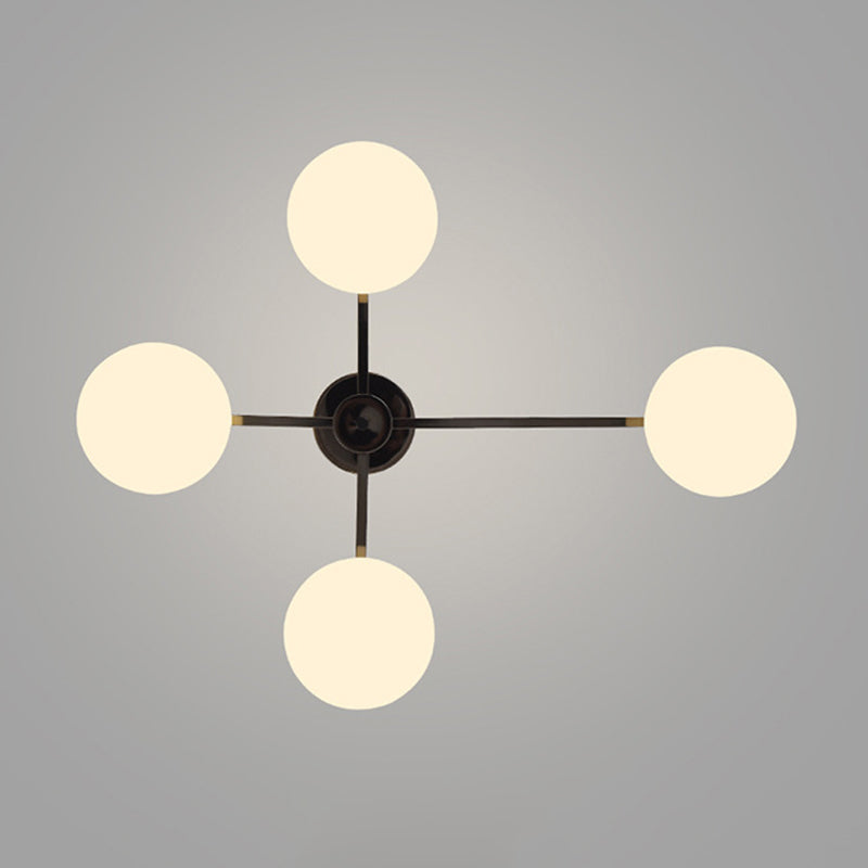 Modern Ceiling Lighting White Glass Semi Flush Mount for Living Room
