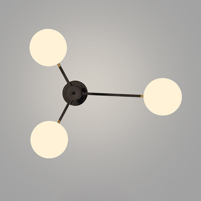 Modern Ceiling Lighting White Glass Semi Flush Mount for Living Room