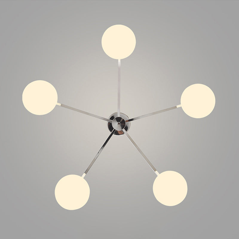 Modern Ceiling Lighting White Glass Semi Flush Mount for Living Room