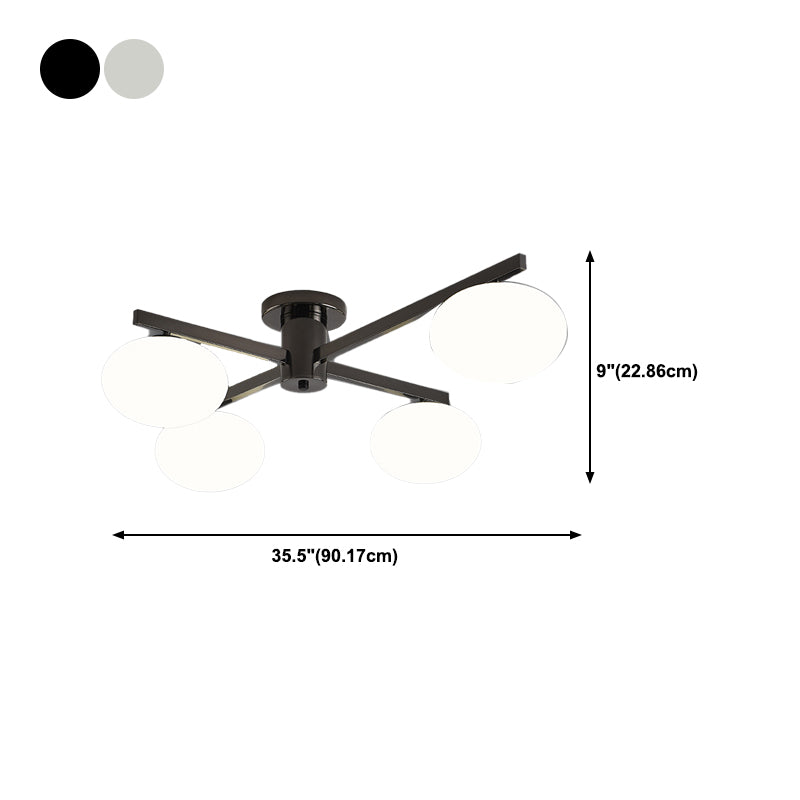 Modern Ceiling Lighting White Glass Semi Flush Mount for Living Room