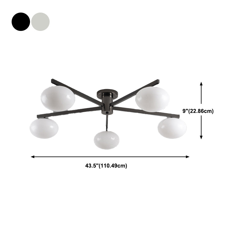 Modern Ceiling Lighting White Glass Semi Flush Mount for Living Room