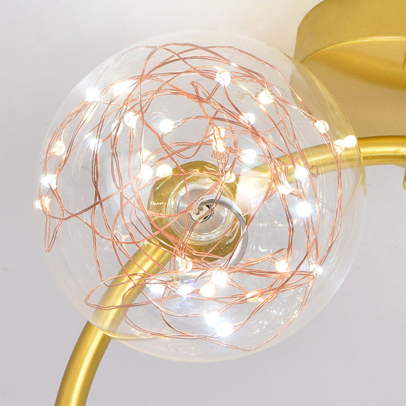 Modern Gold Ceiling Lighting Glass Semi Flush Mount for Hallway