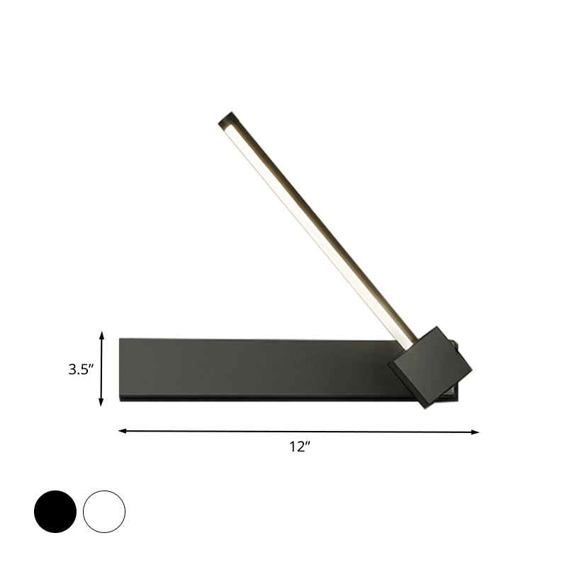 Moderne LED -Leuchterleuchten weiß/schwarzes Finish -Rechteck und lineare rotbare Wandlampe mit Acrylschatten, Weiß/warmes Licht