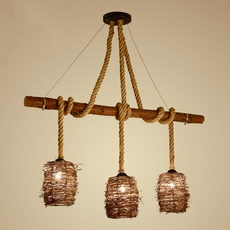 Industrial Style Cylinder Island Pendants Rope Pendant Lights for Dining Room