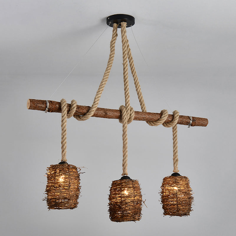 Industrial Style Cylinder Island Pendants Rope Pendant Lights for Dining Room