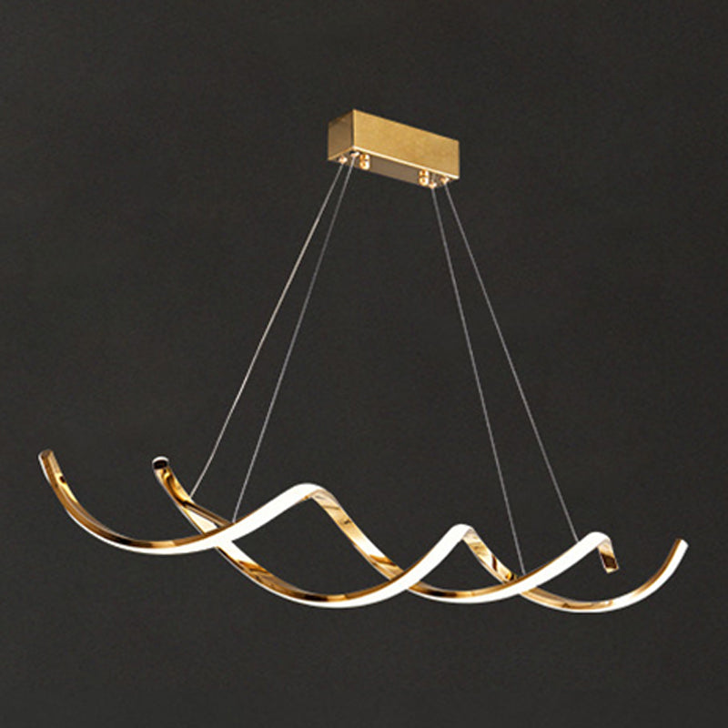 Modern Style Liner Shape Island Pendants 2-Lights Metal Pendant Lights for Living Room