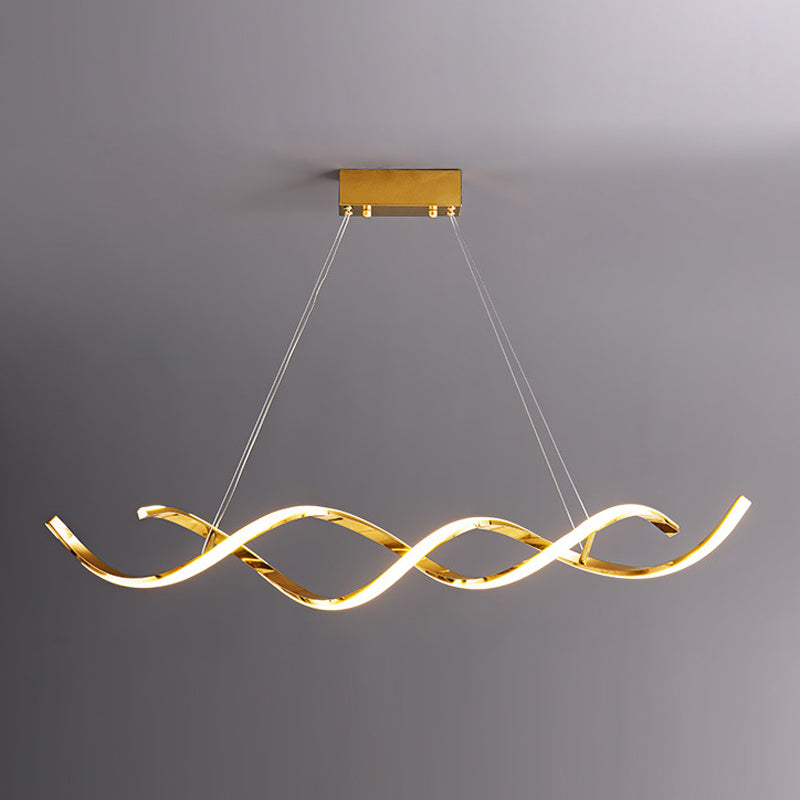 Modern Style Liner Shape Island Pendants 2-Lights Metal Pendant Lights for Living Room