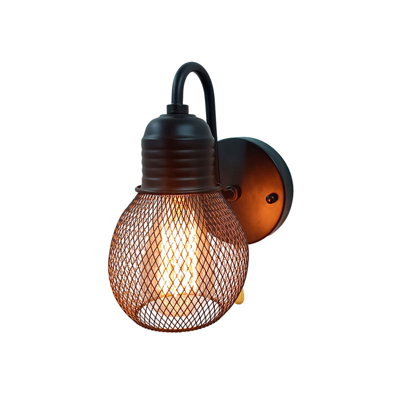 1 Light Wall Mount Light Fixture Industrial Wall Mounted Lighting in Black