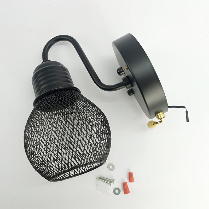 1 Light Wall Mount Light Fixture Industrial Wall Mounted Lighting in Black