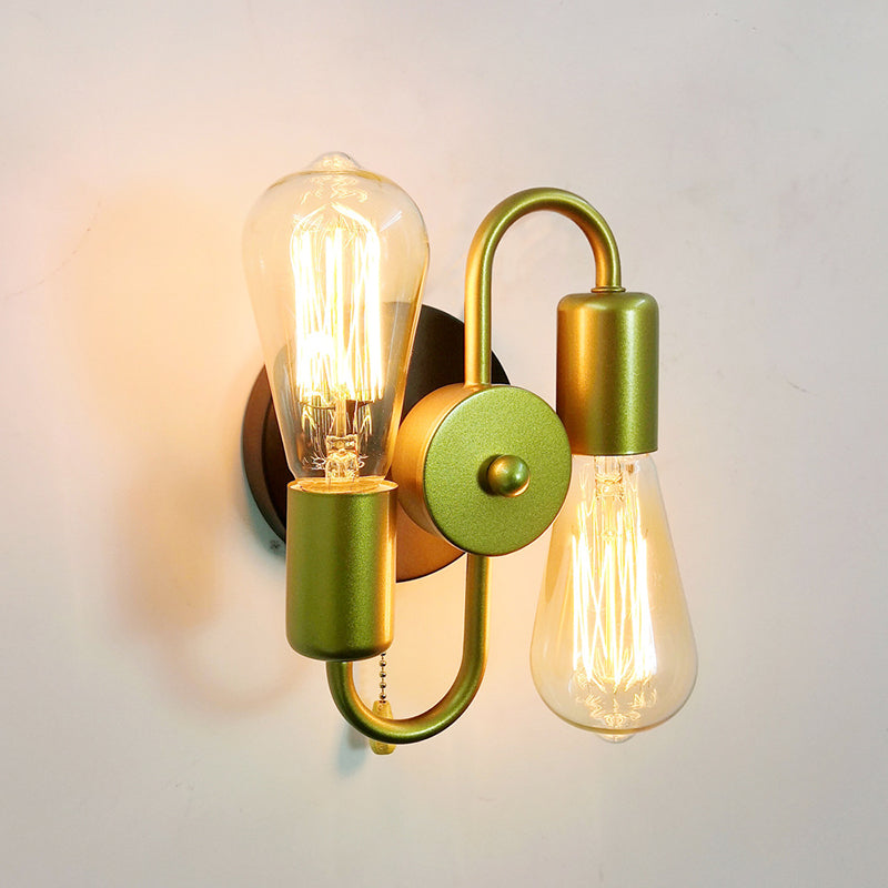 2 Light Unique Shape Wall Mount Light Fixture Industrial Wall Mounted Lighting in Gold