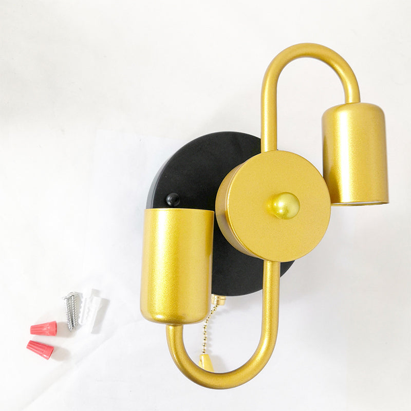 2 Light Unique Shape Wall Mount Light Fixture Industrial Wall Mounted Lighting in Gold