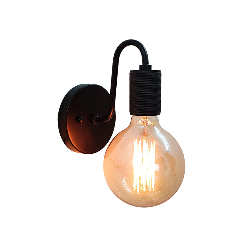 1 Light Wall Mount Light Fixture Industrial Wall Mounted Lighting in Black Fixture