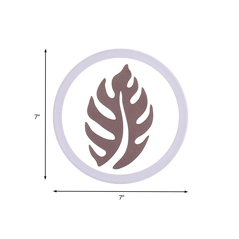 White Round Sconce Light Fixture Modern LED Acrylic Wall Mounted Lamp with Sector/Leaf Pattern, Warm/White Light