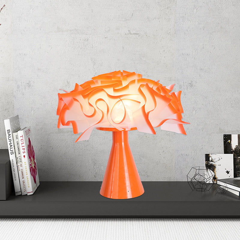 LED Bedroom Table Lighting Modern Orange Nightstand Lamp with Flower Acrylic Shade