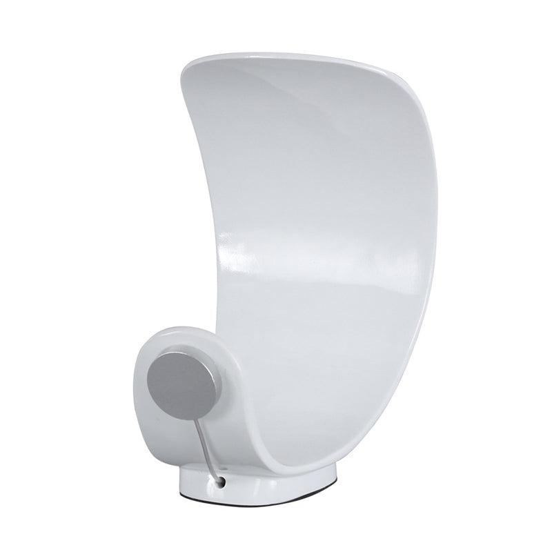 White Finish Bend Moon Shape Desk Light Simple LED Metallic Night Table Lamp for Bedside
