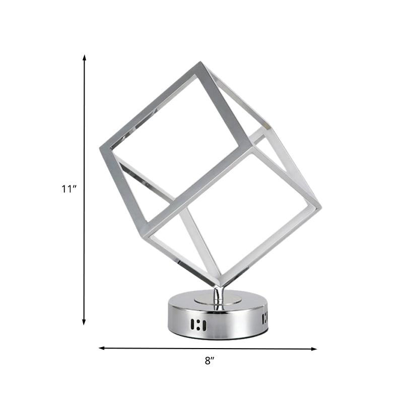 Lampada da comodino a LED a LED Minimalista LED Minimalista in metallo con cromo con base rotonda