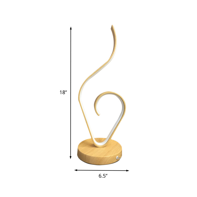Lámpara de mesa nocturna acrílica lámpara de escritorio LED modernista en beige con base de madera redonda