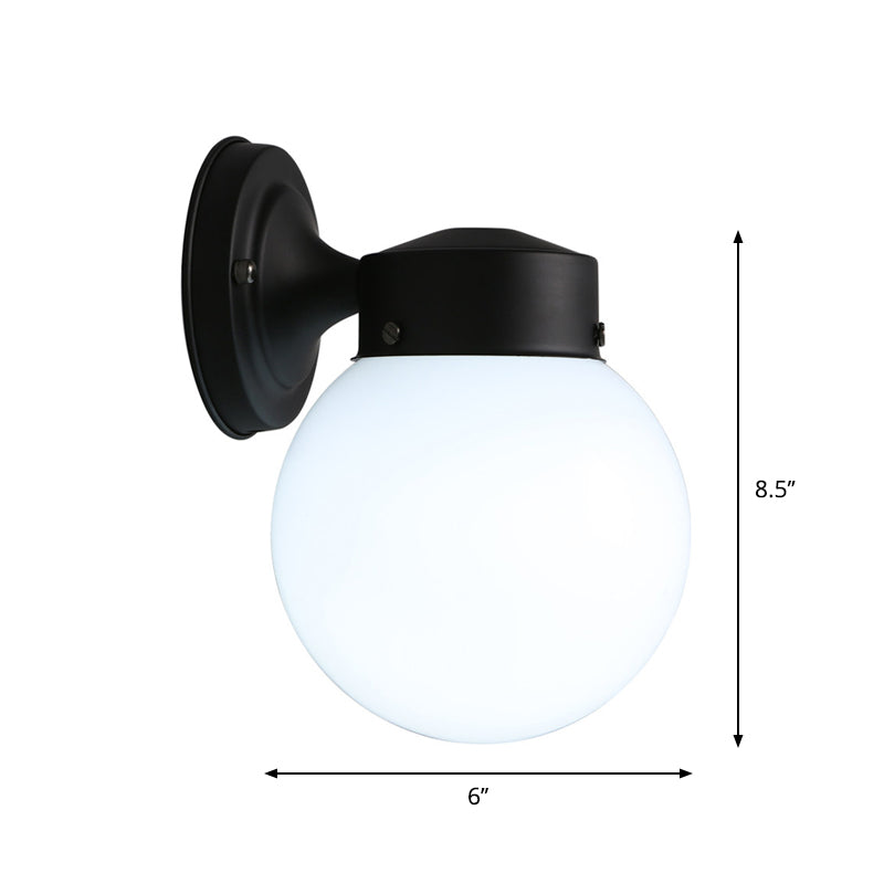 Globe Wall Light Fixture Vintage 1 Light Mini Wall Sconce with White/Clear Glass Shade for Bathroom