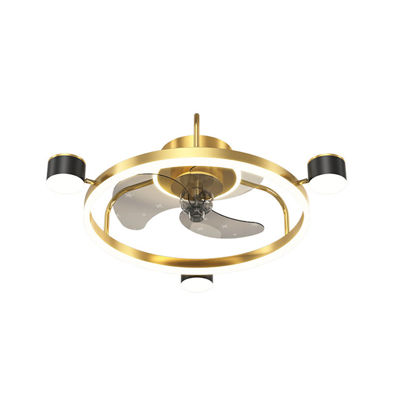 3-Blade Modernism Ceiling Fan Golden/Black Fan with Light for Bedroom