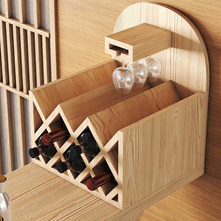 Trestle Base Bar Table Contemporary Solid Wood Bar Dining Table with Wine Rack