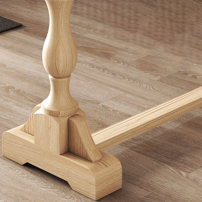 Trestle Base Bar Table Contemporary Solid Wood Bar Dining Table with Wine Rack