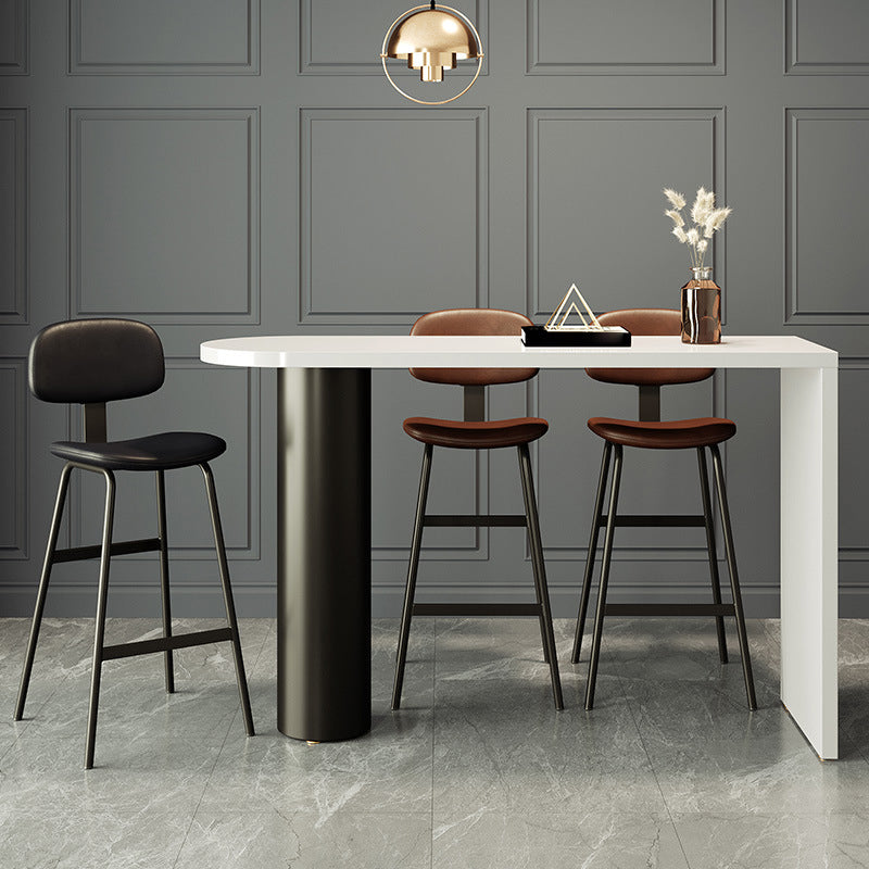 Contemporary White Wood Bar Table Double Pedestal Bar Dining Table