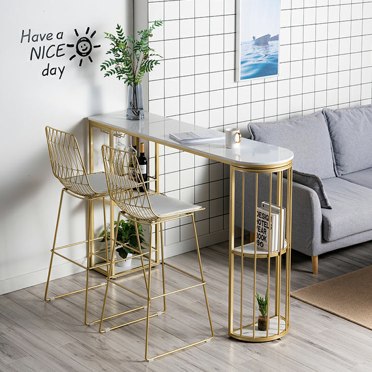 Glam Pub Table Specialty Bar Height Bar Table with Double Pedestal for Indoor