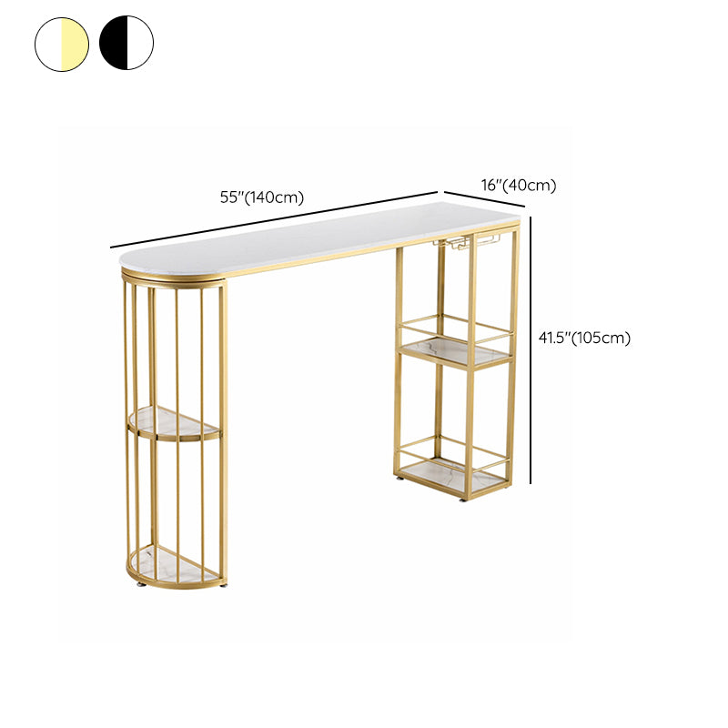 Glam Pub Table Specialty Bar Height Bar Table with Double Pedestal for Indoor