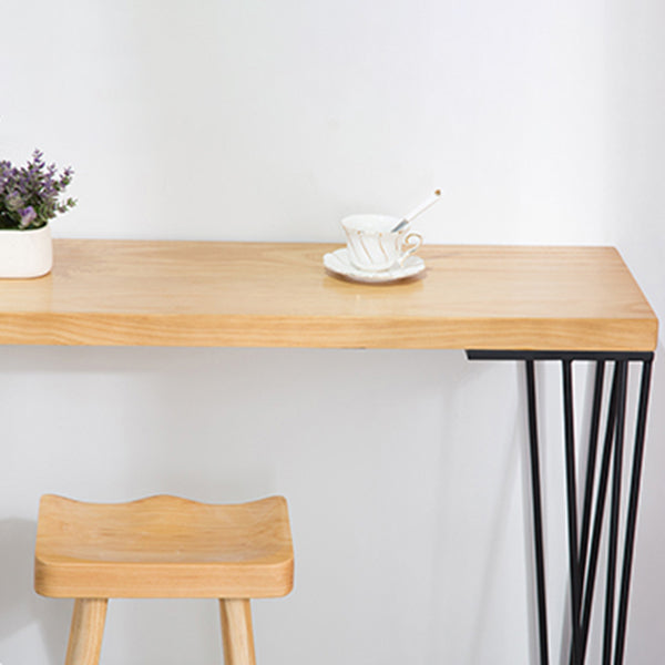 Rectangle Bar Table Modern Solid Wood Bar Height Table with Shelves