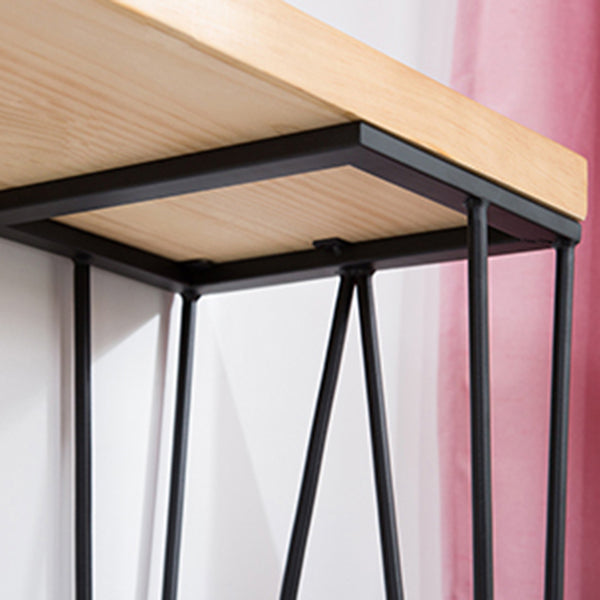 Rectangle Bar Table Modern Solid Wood Bar Height Table with Shelves