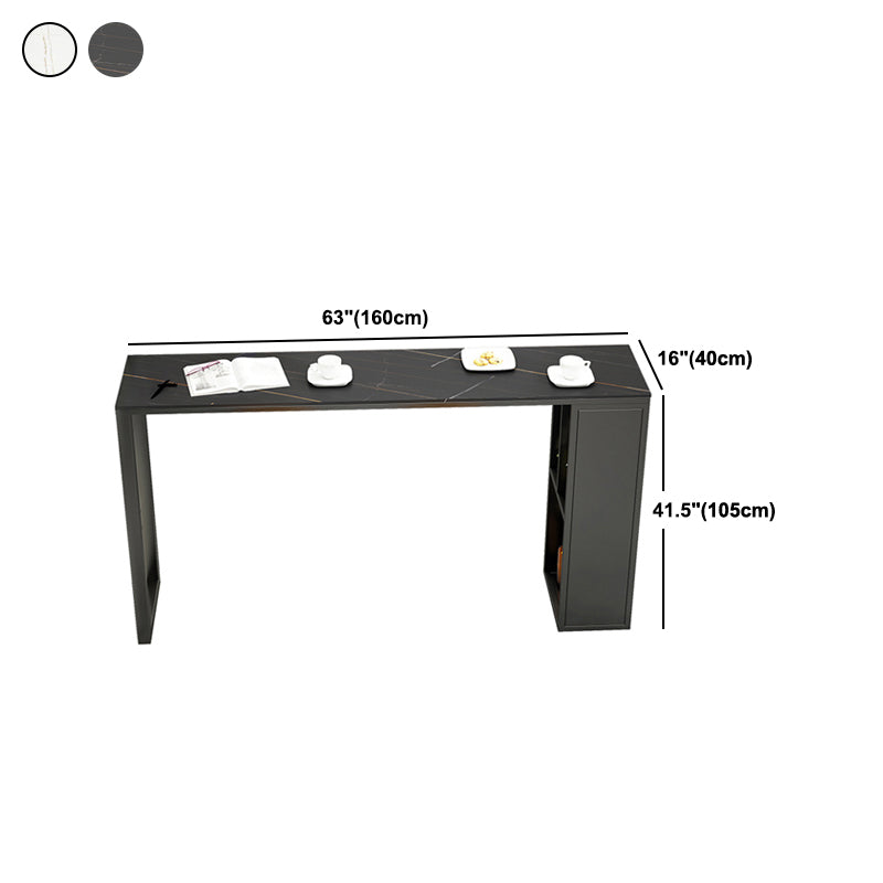Rectangle Bar Height Pub Table Storage Shelf Sintered Stone Bistro Table