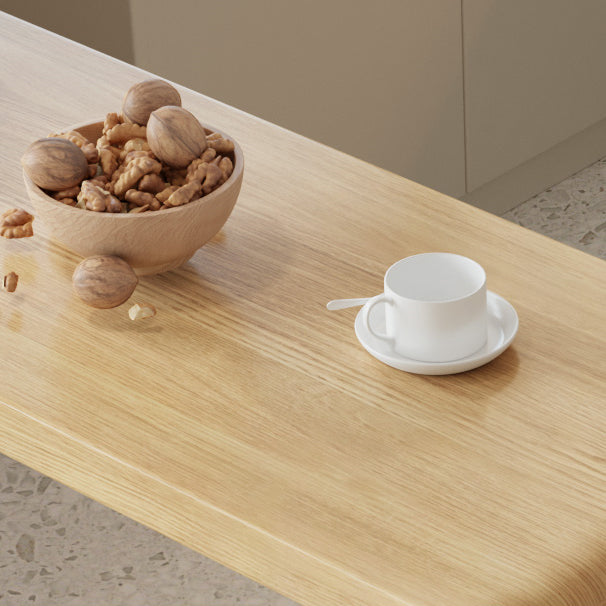 Solid Wood Bar Dining Table Pedestal Rectangle Bistro Bar Table in Natural with Shelves