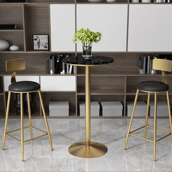 Glam Pedestal Pub Table Artificial Marble Bar Height Cocktail Table