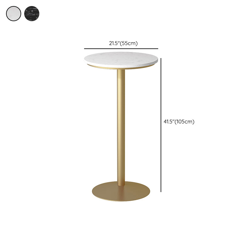 Glam Pedestal Pub Table Artificial Marble Bar Height Cocktail Table