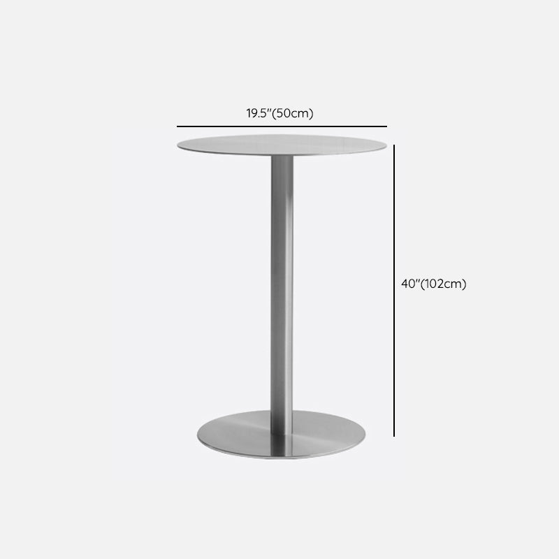 Round Metal Bar Dining Table Silver Pedestal Bar Table for Indoor