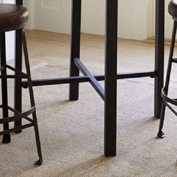 Brown Solid Wood Pub Table Square Bar Height Cocktail Table with Footrest