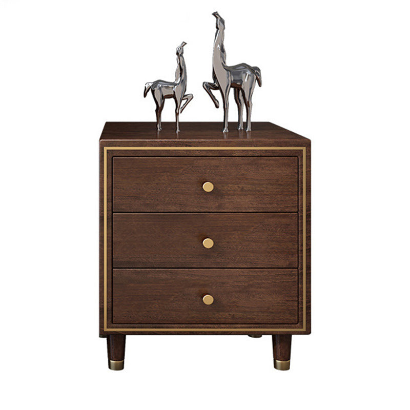 Glam Solid Wood Storage Chest Bedroom Chest in Brown with Drawers