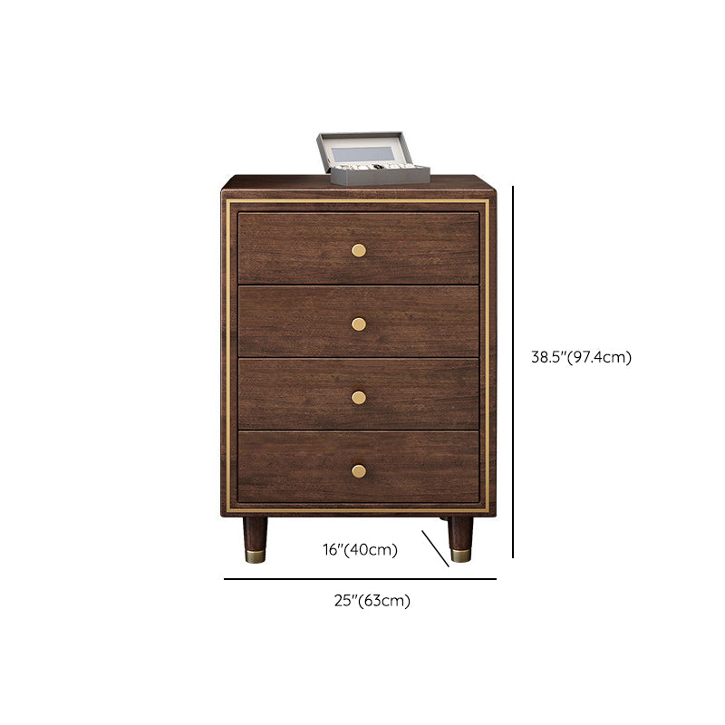 Glam Solid Wood Storage Chest Bedroom Chest in Brown with Drawers