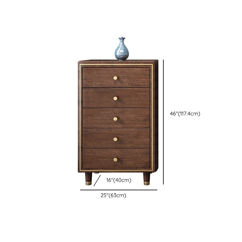 Glam Solid Wood Storage Chest Bedroom Chest in Brown with Drawers