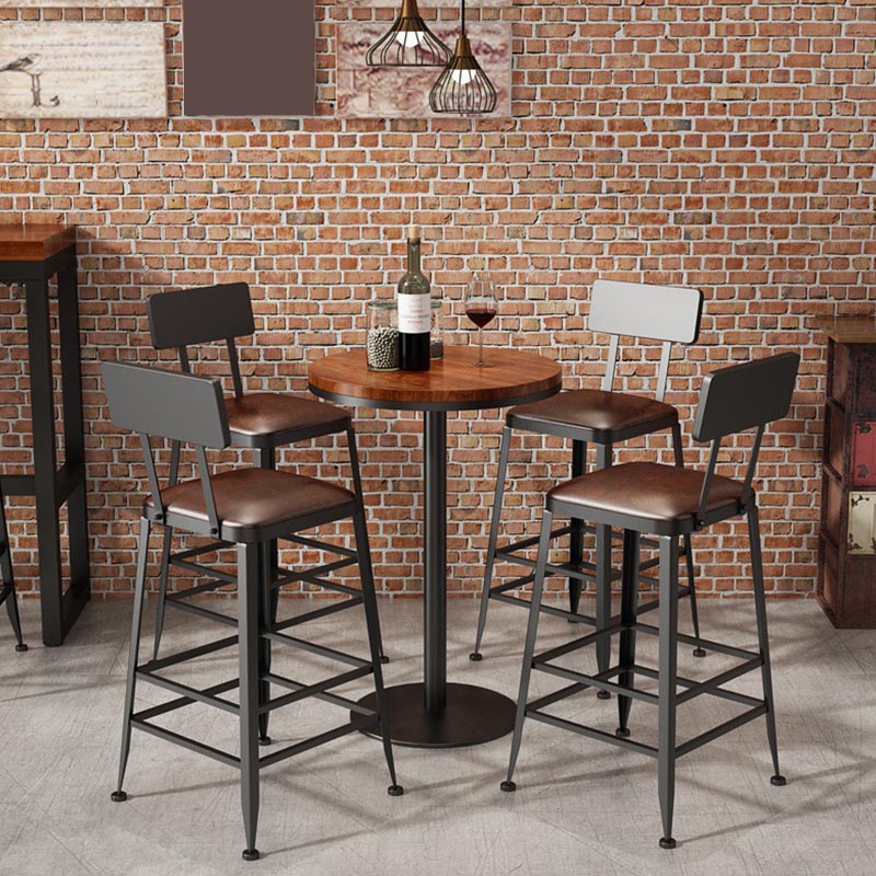 Industrial 1/3/5 Pieces Bar Table Set Round Pine Wood Counter Table for Cafe
