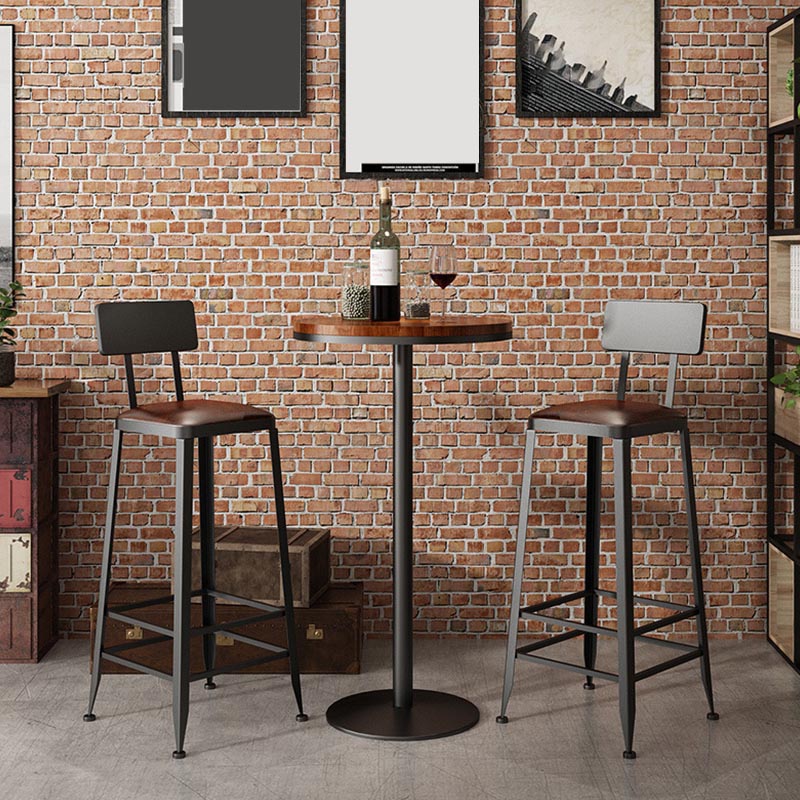 Industrial 1/3/5 Pieces Bar Table Set Round Pine Wood Counter Table for Cafe