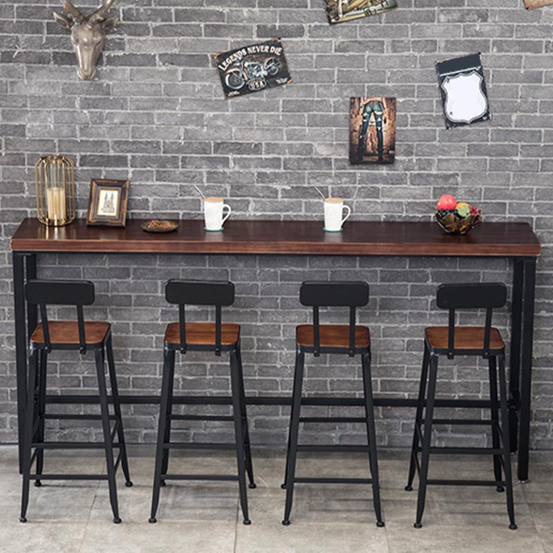 Industrial Bar Table Set 1/4 /9 Pieces Solid Wood Counter Table for Indoor