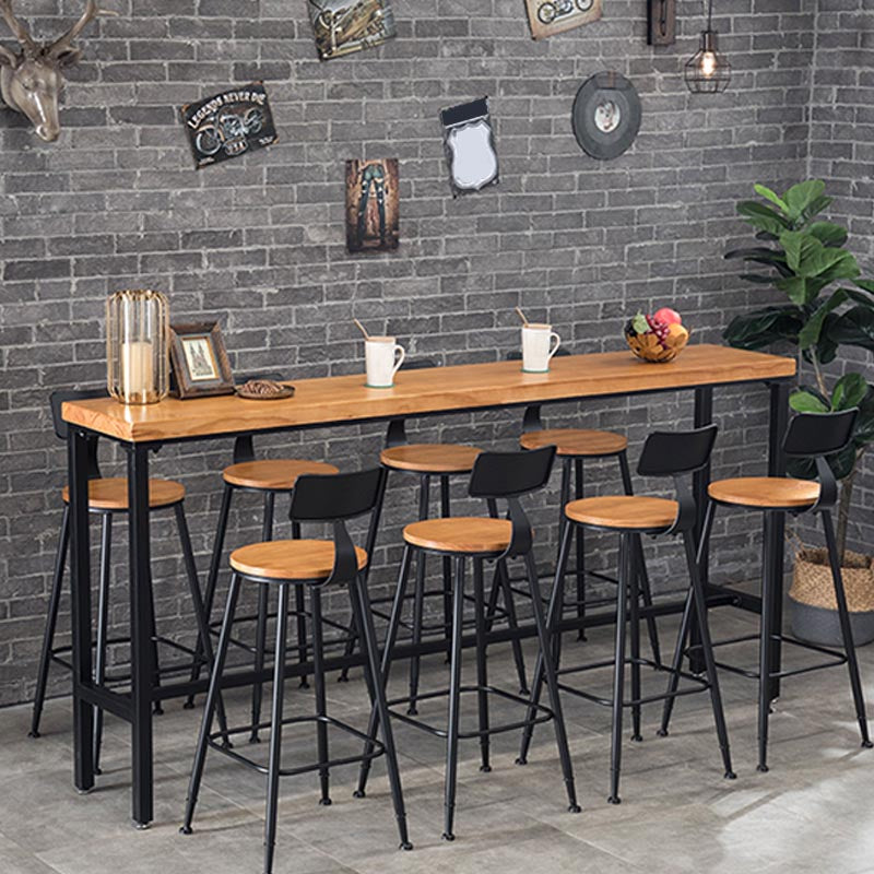 Industrial Bar Table Set 1/4 /9 Pieces Solid Wood Counter Table for Indoor
